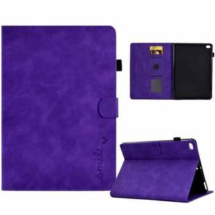 For iPad 9.7 2018&2017 / Air 2 / Air Embossed Smile Flip Tablet Leather Smart Case(Purple)