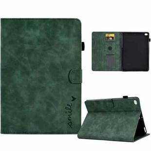 For iPad 9.7 2018&2017 / Air 2 / Air Embossed Smile Flip Tablet Leather Smart Case(Green)