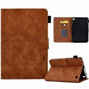 For Amazon Kindle Fire 7 2022 Embossed Smile Flip Tablet Leather Case(Brown)