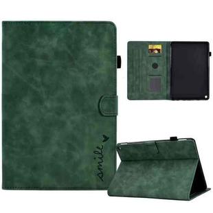 For Amazon Kindle Fire HD 8 2022 / 2020 Embossed Smile Flip Tablet Leather Case(Green)