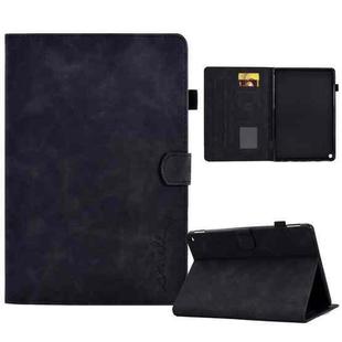 For Amazon Kindle Fire HD 10 2021 Embossed Smile Flip Tablet Leather Case(Black)