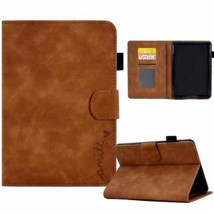 For Amazon Kindle Paperwhite 5 Embossed Smile Flip Tablet Leather Case(Brown)