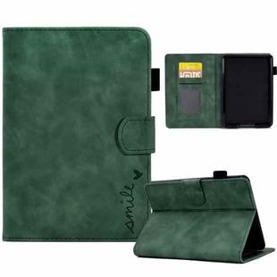 For Amazon Kindle Paperwhite 5 Embossed Smile Flip Tablet Leather Case(Green)