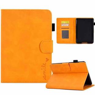 For Amazon Kindle Paperwhite 4/3/2/1 Embossed Smile Flip Tablet Leather Case(Khaki)