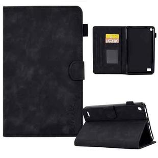 For Amazon Kindle Fire 7 2019/2017/2015 Embossed Smile Flip Tablet Leather Case(Black)