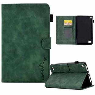 For Amazon Kindle Fire 7 2019/2017/2015 Embossed Smile Flip Tablet Leather Case(Green)