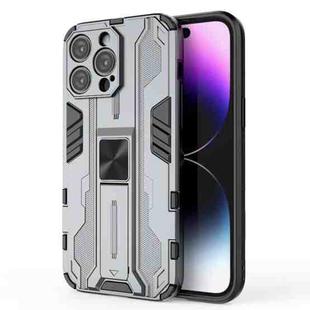 For iPhone 14 Pro Max Supersonic PC + TPU Holder Phone Case(Grey)