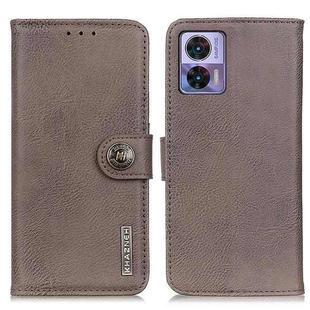 For Motorola Edge 30 Lite / Edge 30 Neo KHAZNEH Cowhide Texture Leather Phone Case(Khaki)