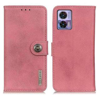 For Motorola Edge 30 Lite / Edge 30 Neo KHAZNEH Cowhide Texture Leather Phone Case(Pink)
