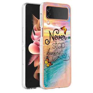 For Samsung Galaxy Z Flip4 Electroplating IMD TPU Phone Case with Ring(Dream Butterfly)