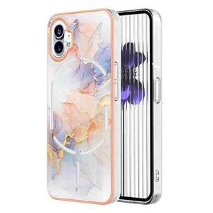 For Nothing Phone 1 Electroplating IMD TPU Phone Case with Ring(White Marble)
