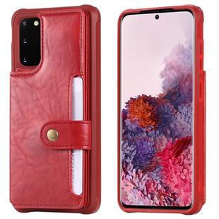 For Galaxy S20 Shockproof Horizontal Flip Protective Case with Holder & Card Slots & Wallet & Photo Frame & Short Lanyard(Red)