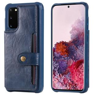 For Galaxy S20 Shockproof Horizontal Flip Protective Case with Holder & Card Slots & Wallet & Photo Frame & Short Lanyard(Blue)