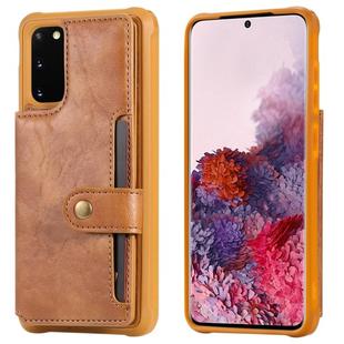 For Galaxy S20 Shockproof Horizontal Flip Protective Case with Holder & Card Slots & Wallet & Photo Frame & Short Lanyard(Brown)