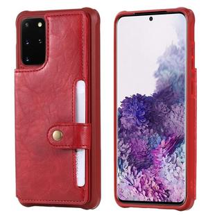 For Galaxy S20 Plus Shockproof Horizontal Flip Protective Case with Holder & Card Slots & Wallet & Photo Frame & Short Lanyard(Red)