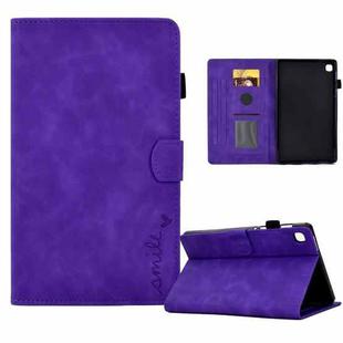 For Samsung Galaxy Tab A7 Lite T220 Embossed Smile Flip Tablet Leather Case(Purple)