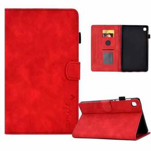 For Samsung Galaxy Tab A7 Lite T220 Embossed Smile Flip Tablet Leather Case(Red)