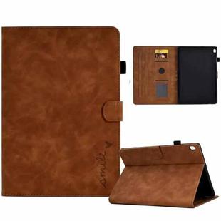 For Lenovo Tab M10 Embossed Smile Flip Tablet Leather Case(Brown)