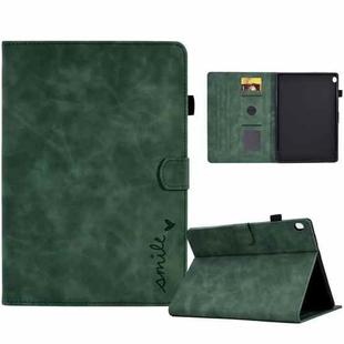 For Lenovo Tab M10 Embossed Smile Flip Tablet Leather Case(Green)