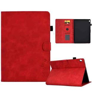 For Lenovo Tab M10 Embossed Smile Flip Tablet Leather Case(Red)