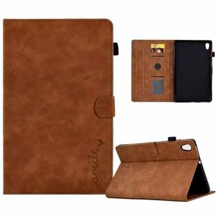 For Lenovo Tab M10 HD Gen 2 Embossed Smile Flip Tablet Leather Case(Brown)