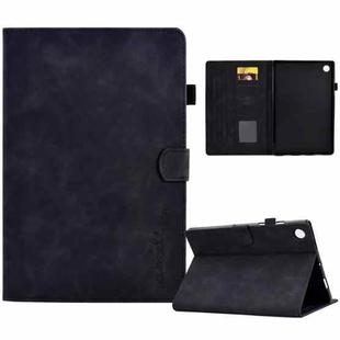 For Lenovo M10 Plus Embossed Smile Flip Tablet Leather Case(Black)