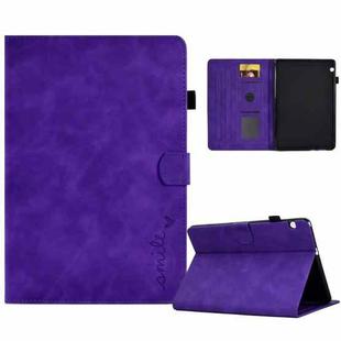 For Huawei MediaPad T5 Embossed Smile Flip Tablet Leather Case(Purple)