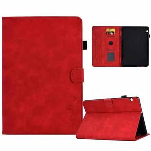 For Huawei MediaPad T5 Embossed Smile Flip Tablet Leather Case(Red)