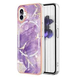 For Nothing Phone 1 Electroplating Marble Pattern IMD TPU Phone Case(Purple 002)