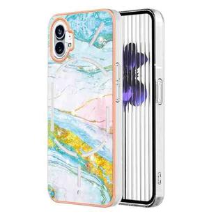 For Nothing Phone 1 Electroplating Marble Pattern IMD TPU Phone Case(Green 004)