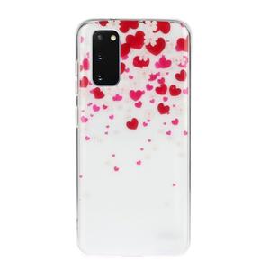 For Galaxy S20 Transparent TPU Mobile Phone Protective Case(Love-heart)