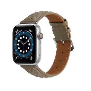 Diamond Lattice Genuine Leather Watch Band for Apple Watch Series 8&7 41mm / SE 2&6&SE&5&4 40mm / 3&2&1 38mm(Grey)