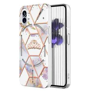 For Nothing Phone 1 Electroplating Marble Flower Pattern TPU Phone Case(Crown)