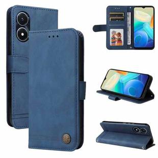 For vivo Y02s Skin Feel Life Tree Metal Button Leather Phone Case(Blue)