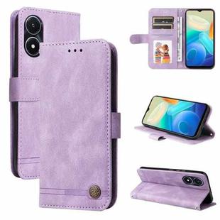 For vivo Y02s Skin Feel Life Tree Metal Button Leather Phone Case(Purple)