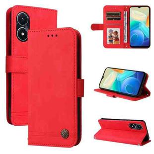 For vivo Y02s Skin Feel Life Tree Metal Button Leather Phone Case(Red)