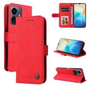 For vivo Y77 5G Skin Feel Life Tree Metal Button Leather Phone Case(Red)