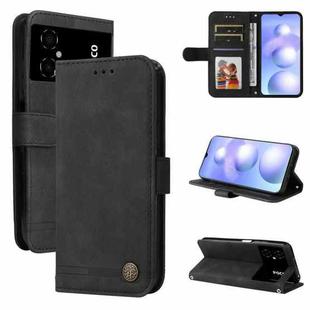 For Xiaomi Poco M4 5G Skin Feel Life Tree Metal Button Leather Phone Case(Black)