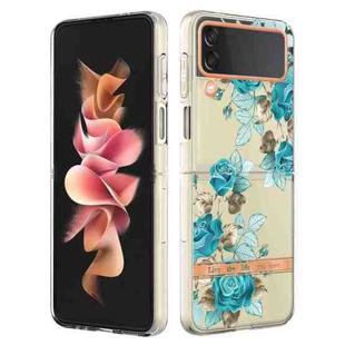 For Samsung Galaxy Z Flip4 Flowers and Plants Series IMD TPU Phone Case(Blue Rose)