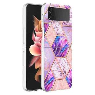 For Samsung Galaxy Z Flip4 Electroplating IMD Splicing Marble TPU Phone Case(Light Purple)