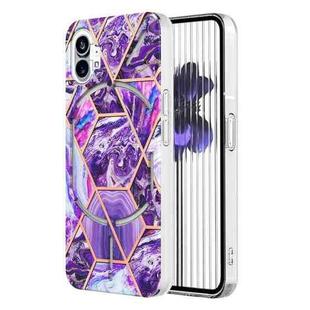 For Nothing Phone 1 Electroplating IMD Splicing Marble TPU Phone Case(Dark Purple)