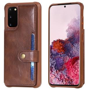 For Galaxy S20 Shockproof Horizontal Flip Protective Case with Holder & Card Slots & Wallet & Photo Frame & Short + Long Lanyard(Brown)