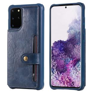 For Galaxy S20 Plus Shockproof Horizontal Flip Protective Case with Holder & Card Slots & Wallet & Photo Frame & Short + Long Lanyard(Blue)