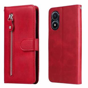 For vivo Y02s Calf Texture Zipper Leather Phone Case(Red)