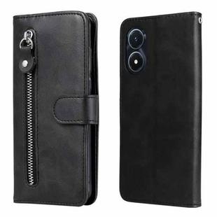For vivo Y02s Calf Texture Zipper Leather Phone Case(Black)