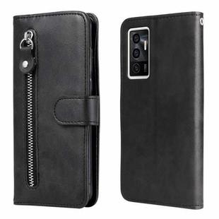 For vivo Y75 4G / S10e Calf Texture Zipper Leather Phone Case(Black)