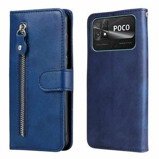 For Xiaomi Poco C40 Calf Texture Zipper Leather Phone Case(Blue)