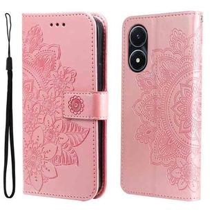 For vivo Y02s 7-petal Flowers Embossing Leather Phone Case(Rose Gold)