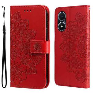 For vivo Y02s 7-petal Flowers Embossing Leather Phone Case(Red)