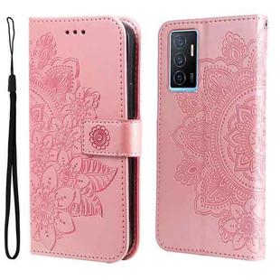 For vivo Y75 4G / S10e 7-petal Flowers Embossing Leather Phone Case(Rose Gold)